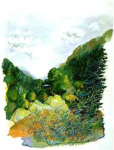 Derwent Water, Cumbria - watercolor gouache